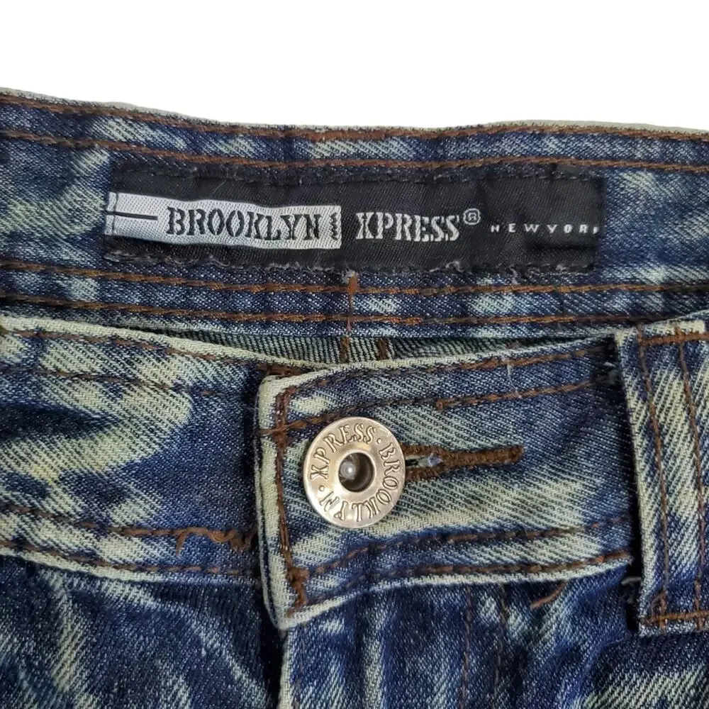 Brooklyn Xpress | 32x32 Trashed Distressed Slim Straight Leg Jeans Grunge - Picture 6 of 9